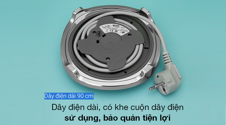 Bình đun siêu tốc Smeg 1.7 lít D&G KLF03DGEU (535.43.700) - Dây điện dài 90 cm