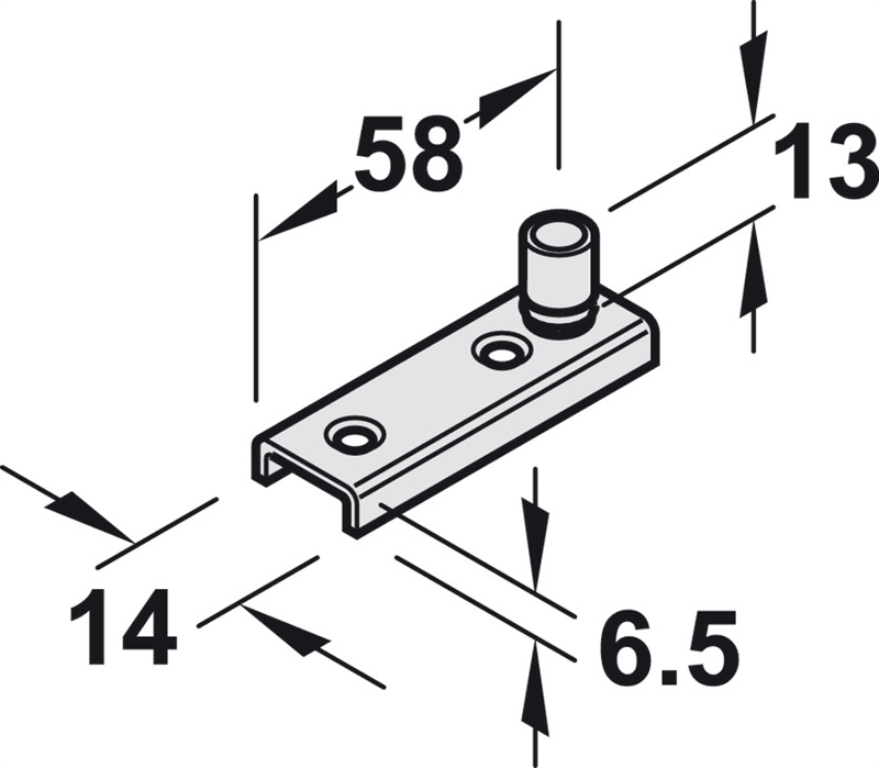 Dẫn hướng sàn có bánh xe, Cho ray dẫn hướng chữ U, Mã số 940.42.032