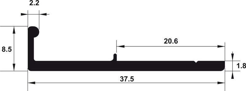 Tay nắm, Thanh nhôm tay nắm H01, 8.5 x 37.5 mm, Mã số 563.58.913