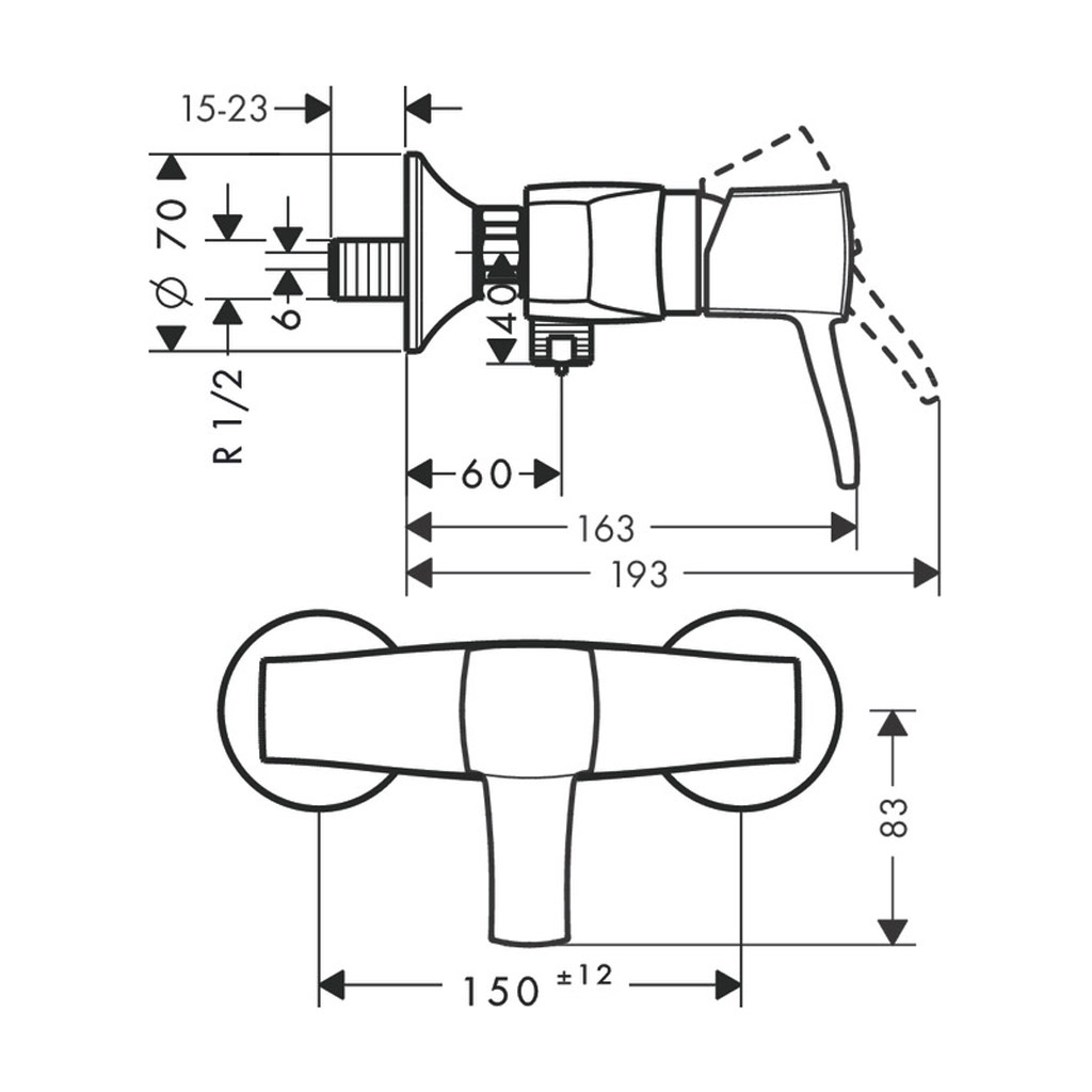 Kích thước bộ trộn Hansgrohe Metropol Classic 589.54.602 