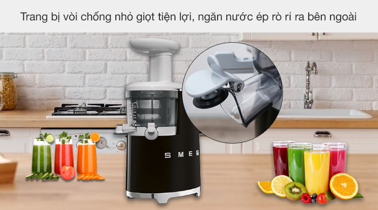 Máy ép chậm Smeg SJF01BLEU (535.43.621) - Vòi chống nhỏ giọt