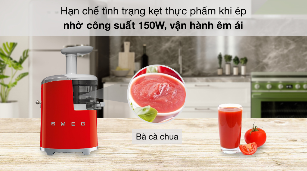 Máy ép chậm Smeg SJF01RDEU (535.43.629) - Công suất 150W