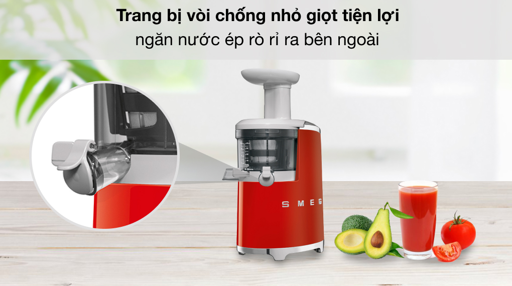 Máy ép chậm Smeg SJF01RDEU (535.43.629) - Vòi chống nhỏ giọt