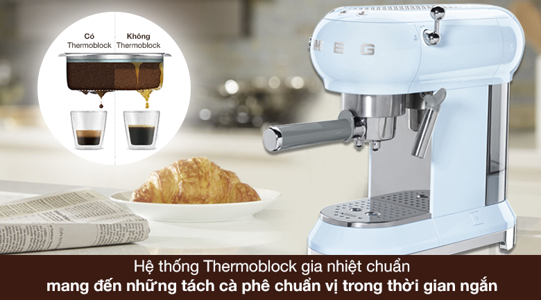 Máy pha cà phê Smeg ECF01PBEU (535.43.658) - Hệ thống Thermoblock gia nhiệt chuẩn