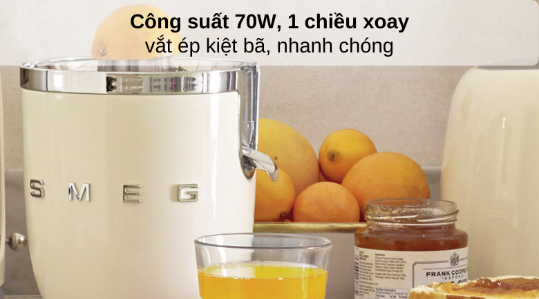 Công suất 70W - Máy vắt cam Smeg CJF01PBEU (535.43.648)