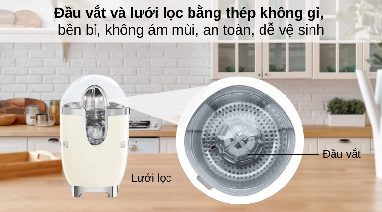 Chất liệu an toàn - Máy vắt cam Smeg CJF01PBEU (535.43.645)