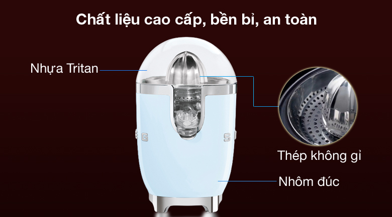 Chất liệu tốt - Máy vắt cam Smeg CJF01PBEU (535.43.648)