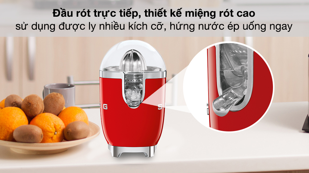 Máy vắt cam Smeg CJF01RDEU (535.43.649) - Đầu rót trực tiếp