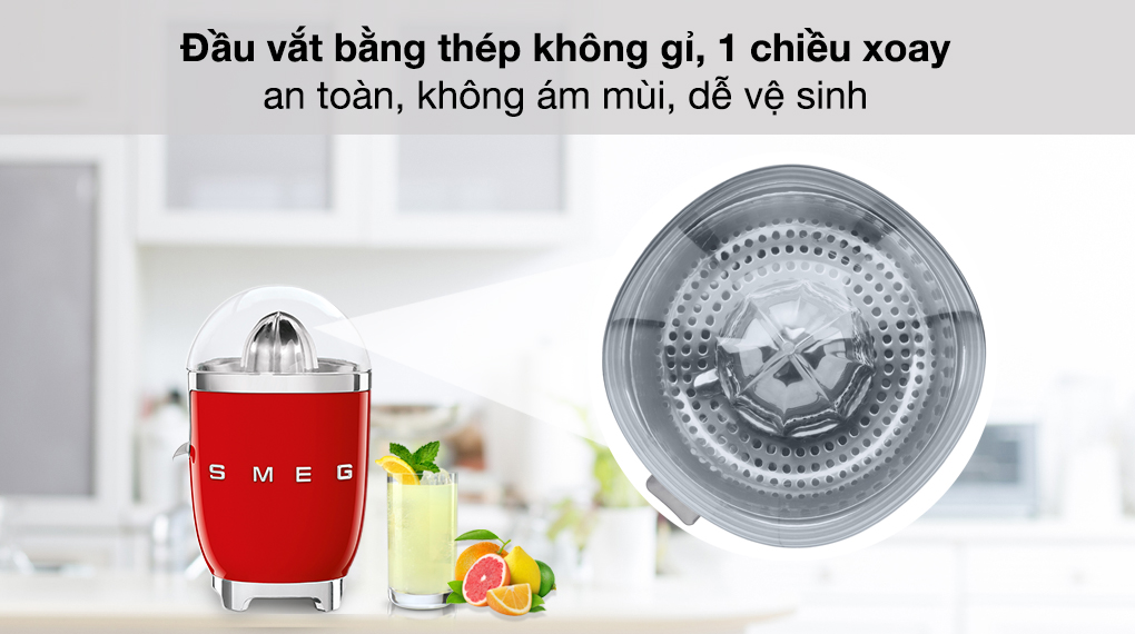 Máy vắt cam Smeg CJF01RDEU (535.43.649) - Đầu vắt