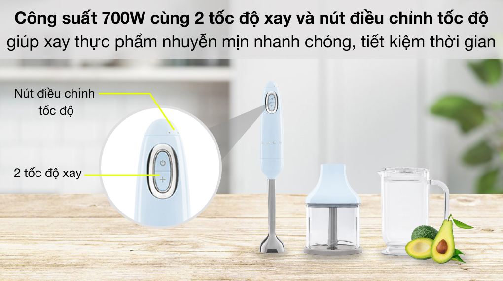 Máy xay cầm tay Smeg HBF02PBEU (535.43.610) - Công suất