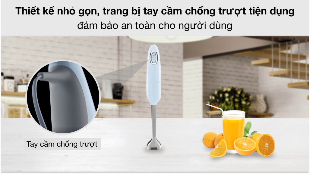 Máy xay cầm tay Smeg HBF02PBEU (535.43.610) - Tay cầm chống trượt