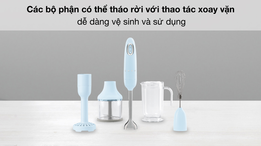 Máy xay cầm tay Smeg HBF02PBEU (535.43.610) - Các bộ phận có thể tháo rời