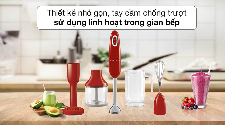 Thiết kế - Máy xay cầm tay Smeg HBF02RDEU (535.43.619)