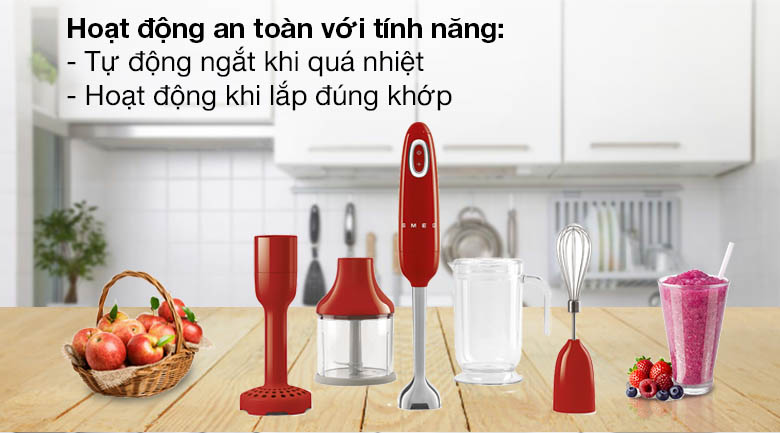 An toàn - Máy xay cầm tay Smeg HBF02RDEU (535.43.619)