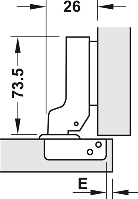Bản lề âm, Metalla SM 110° tiêu chuẩn, thép, gắn trùm bán phần, Mã số 493.03.022