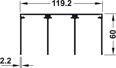 Ray dẫn hướng gắn trần ba, Trên, để bắt vít, chiều cao 60 mm, Mã số 403.71.930