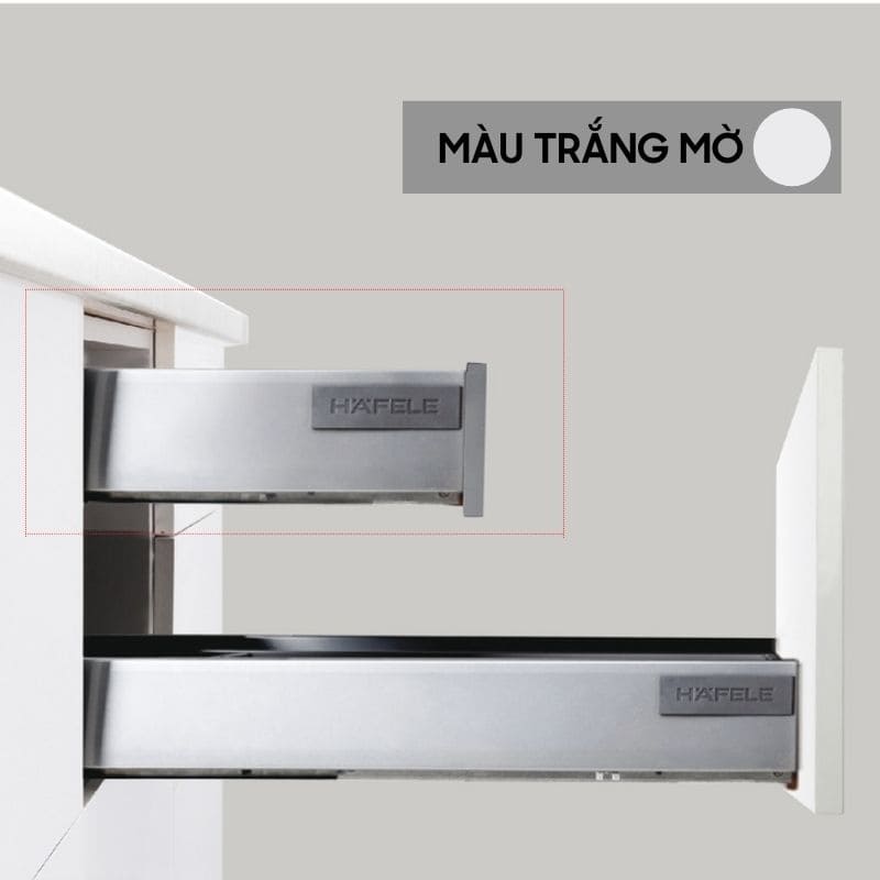Ray hộp Hafele Alto Inner 552.03.781 (cao 84mm, giảm chấn, trắng mờ)