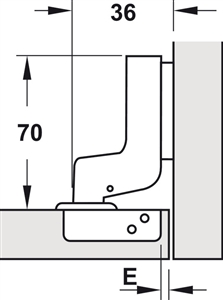 Bản lề âm, Metalla SM 95°, cho cửa dày, lắp âm, Mã số 308.03.005