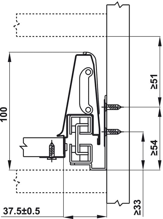 Ray hộp Hafele Alto Inner 552.03.785 (cao 84mm, giảm chấn, trắng mờ)