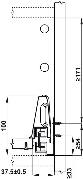 Ray hộp Hafele Alto 552.79.085 (cao 199mm, giảm chấn, xám đậm)