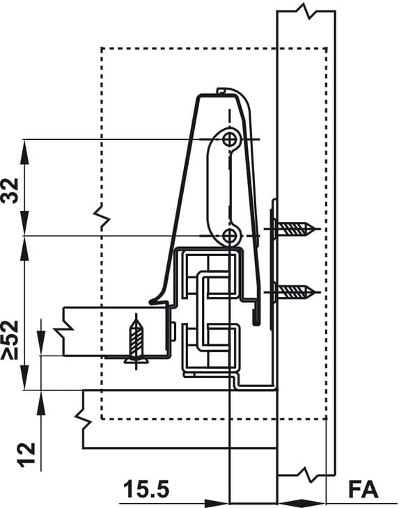 Ray hộp Hafele Alto Inner 552.03.785 (cao 84mm, giảm chấn, trắng mờ)