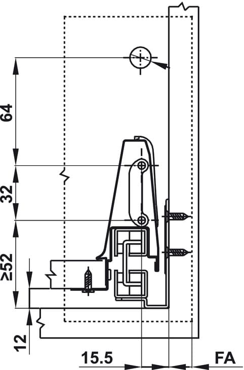 Ray hộp Hafele Alto 552.77.781 (cao 135mm, giảm chấn, trắng mờ)