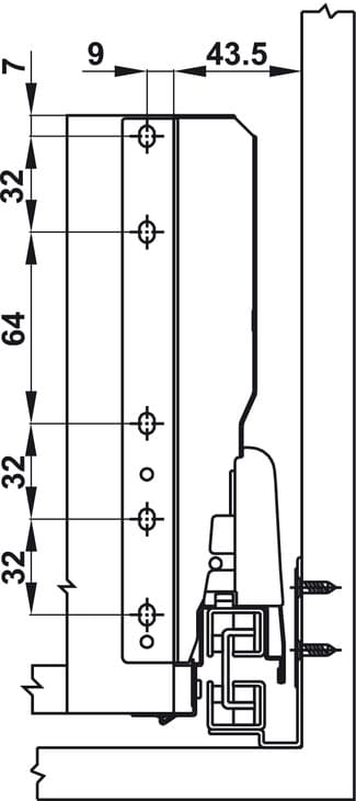 Ray hộp Hafele Alto 552.79.085 (cao 199mm, giảm chấn, xám đậm)