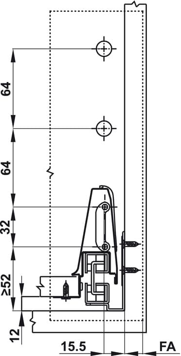 Ray hộp Hafele Alto 552.79.085 (cao 199mm, giảm chấn, xám đậm)